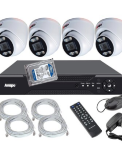 Kit 4 Camaras De Seguridad 2mpx 1080p + Disco Duro 320gb Anspo Blanco
